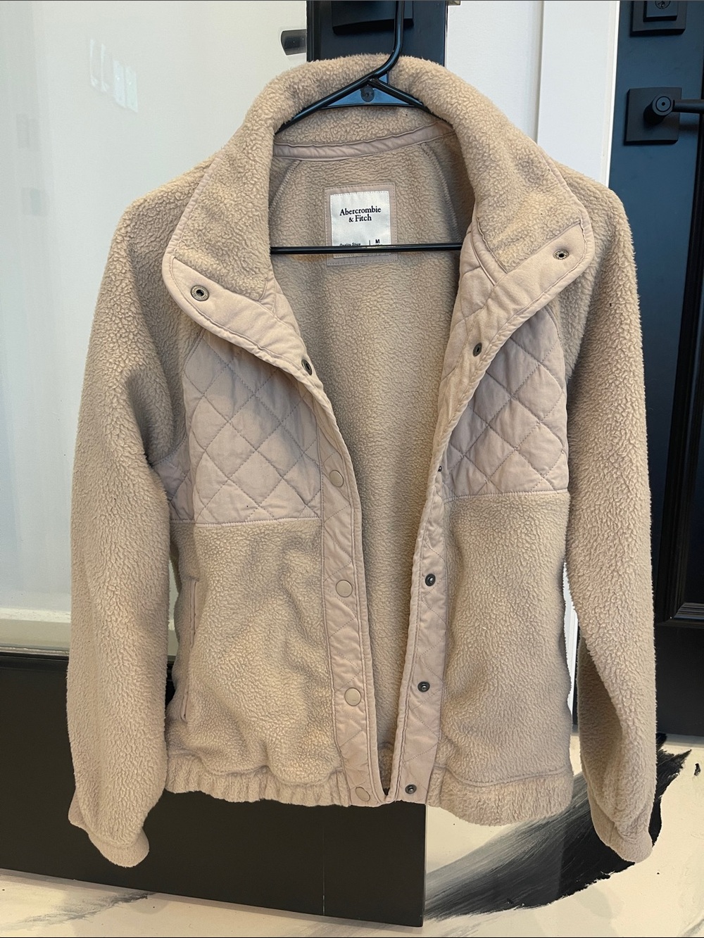 Abercrombie & Fitch Taupe Quilted Sherpa Jacket